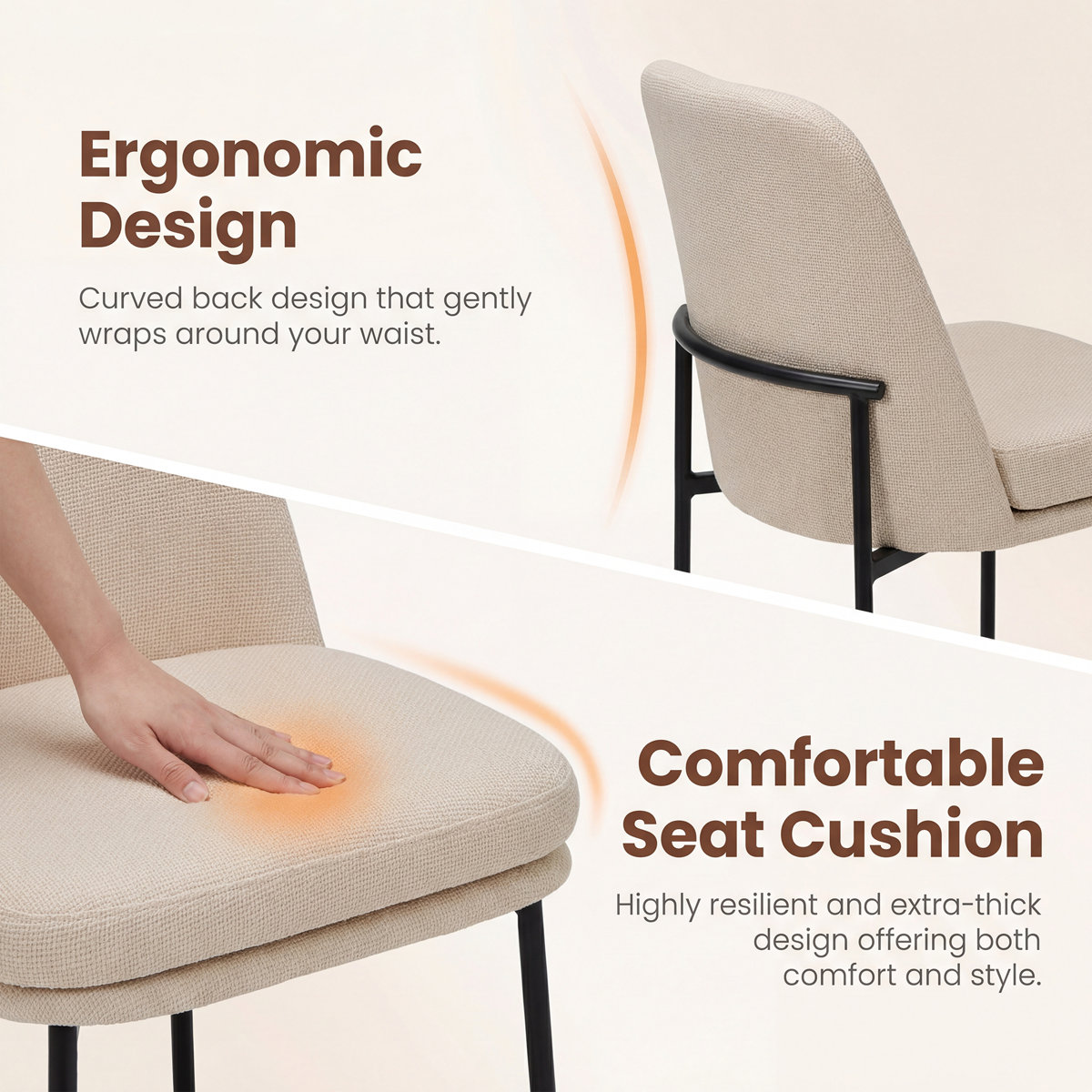 Fabric Upholstered Parsons Side Chair Dining Chair (Set of 2)